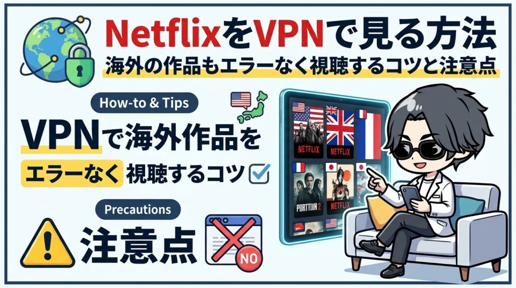 NetflixをVPNで見る方法｜海外の作品もエラーなく視聴するコツと注意点【2026年最新】